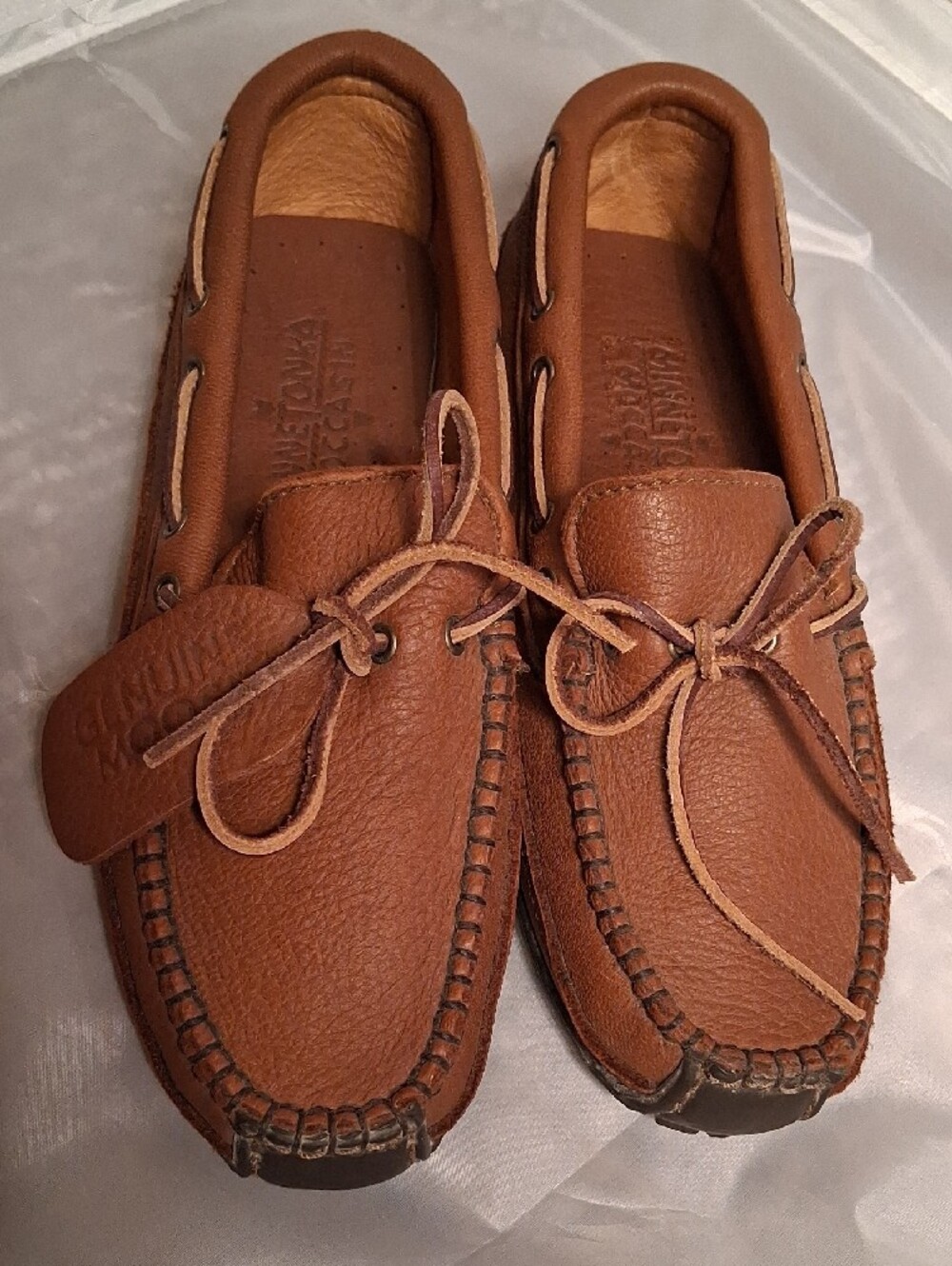 Minnetonka Men's Moosehide Moccasin Loafers - Carmel Brown